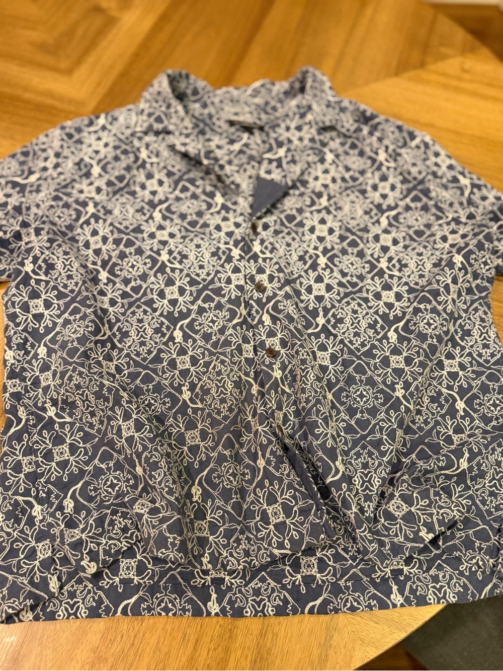 Treasure & Bond Navy and White Geometric Button-Down Shirt